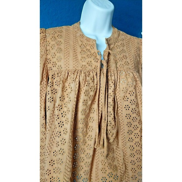 Madewell Fall Pumpkin Brown Eyelet 100% Cotton Blouse Top Small - Picture 7 of 10